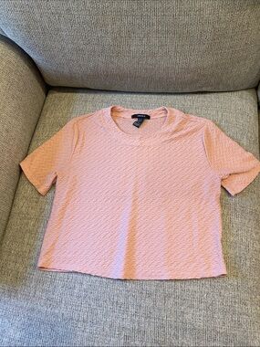 Forever 21 Pink Textured Crop Tee